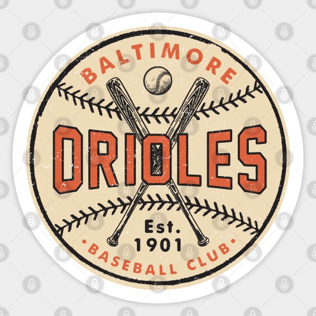 Baltimore Orioles Bats & Ball by Buck Tee Sticker by Buck Tee